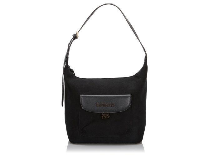 Burberry Black Suede Shoulder Bag Leather  ref.149420