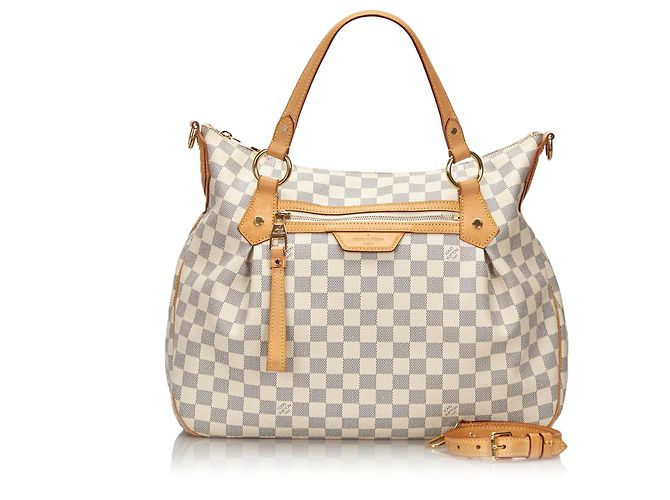 Louis Vuitton Blanco Damier Azur Evora MM Azul