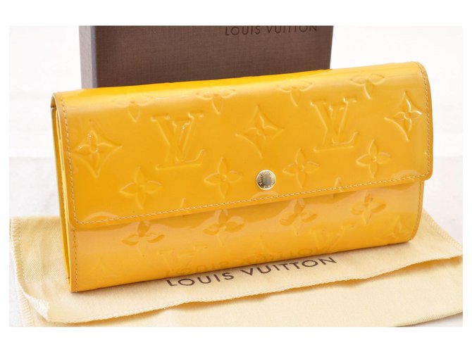 Patent leather wallet Louis Vuitton Yellow in Patent leather