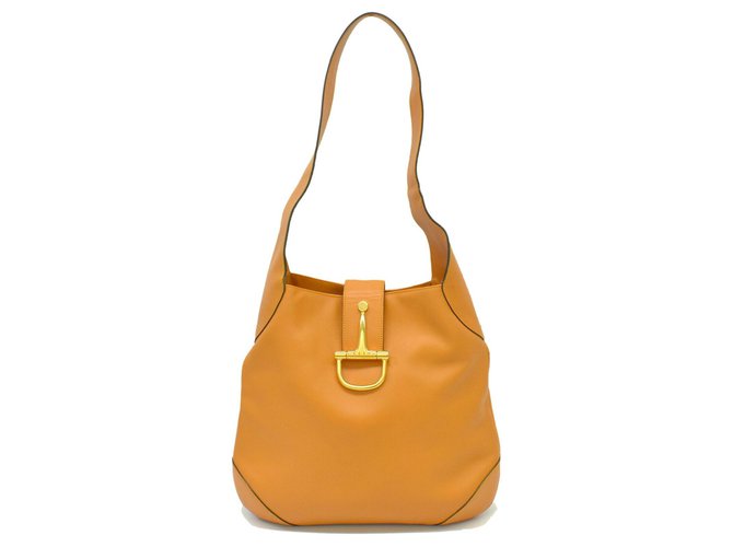 Céline Vintage Shoulder Bag Laranja Couro  ref.149541