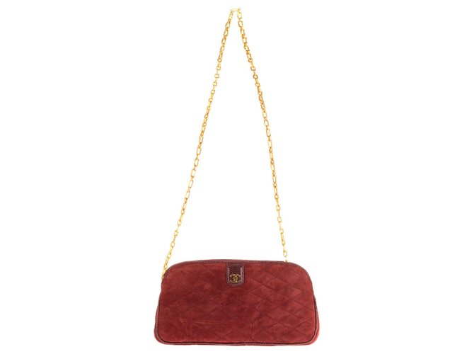 Lovely Chanel evening bag in velvet lamb and burgundy python! Dark red  ref.149607