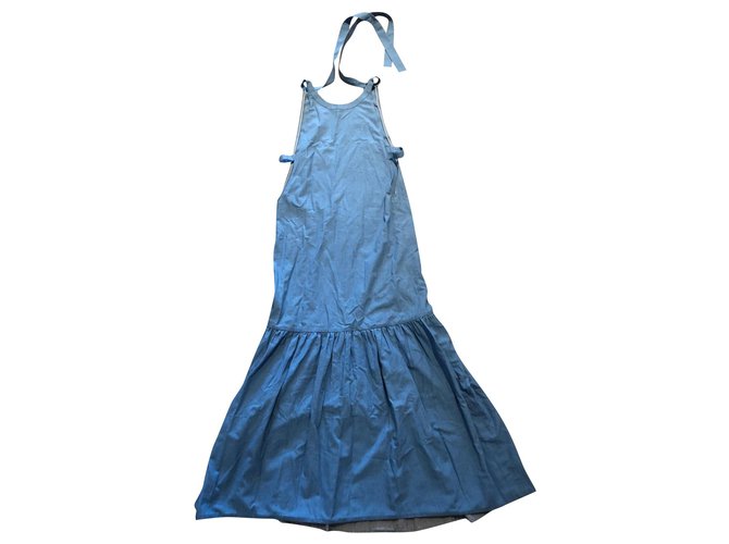 Louis Vuitton Halterneck blue cotton dress  ref.149644