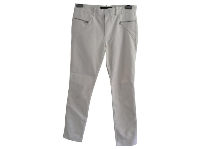 Zara Pantalons, leggings Polyester Blanc cassé  ref.149654