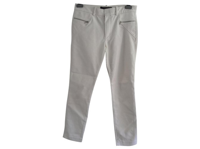 Zara Hose Eggshell Polyester Aus weiß
