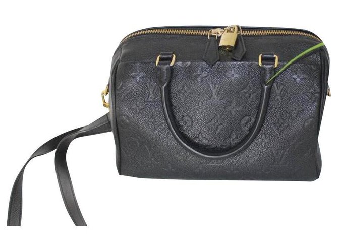 Speedy Louis Vuitton Handbags Black Leather  ref.149658