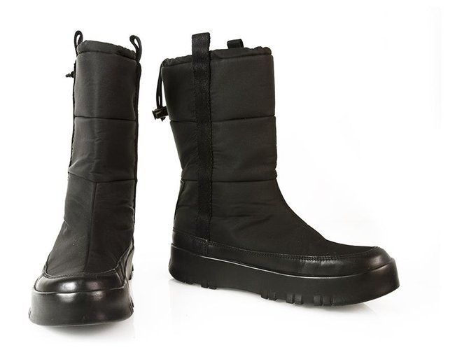 PRADA SPORT MISURA 6.5 Nero Pelle Stivali Alla Caviglia Chelsea EUR 196,95  - PicClick IT