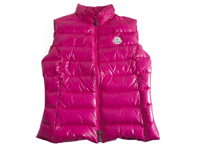 Moncler Ghany Bright Pink Puffer Gillet Vest Gilet sans manches taille 2 Polyamide Rose  ref.149709
