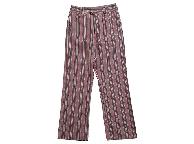 Pantalones de talle alto a rayas Isabel Marant rosa algodón
