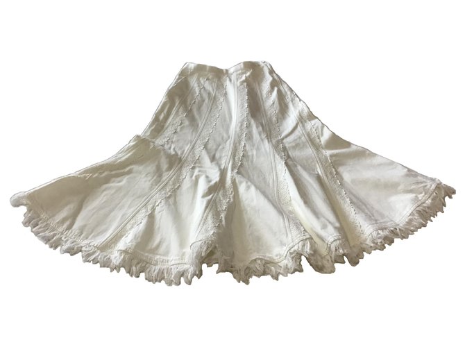Autre Marque Scapa Laço branco embelezado com franjas saia jeans Algodão  ref.149792