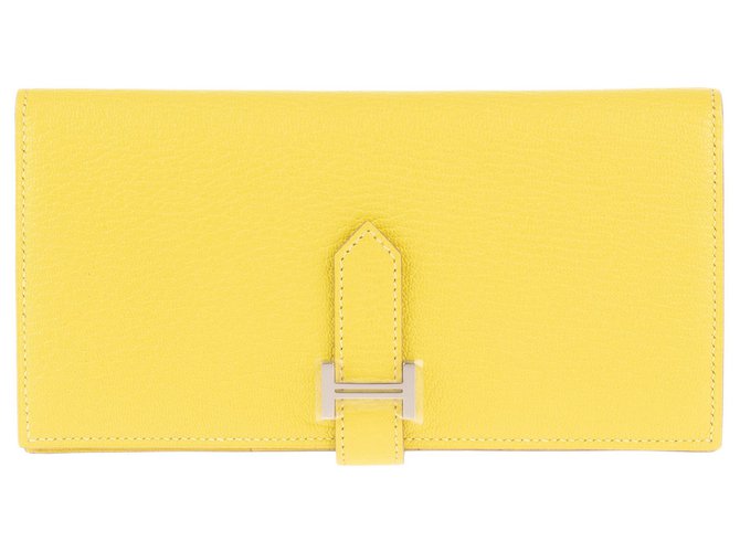 Hermès Béarn wallet in yellow Mysore goat leather, new condition!  ref.149816