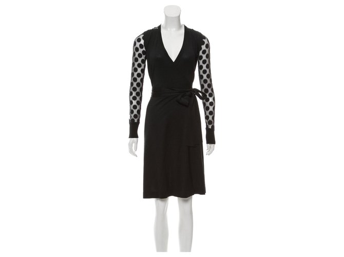 Diane Von Furstenberg Linda wrap dress Black Silk  ref.149842