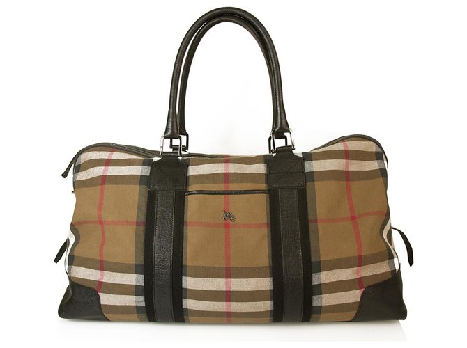 Burberry Boston Nova Check Keepall Bandouliere Luggage Duffle Travel  Weekend Bag Beige Cloth  - Joli Closet