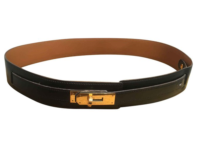 Hermès Belts Black Golden Leather  ref.149929