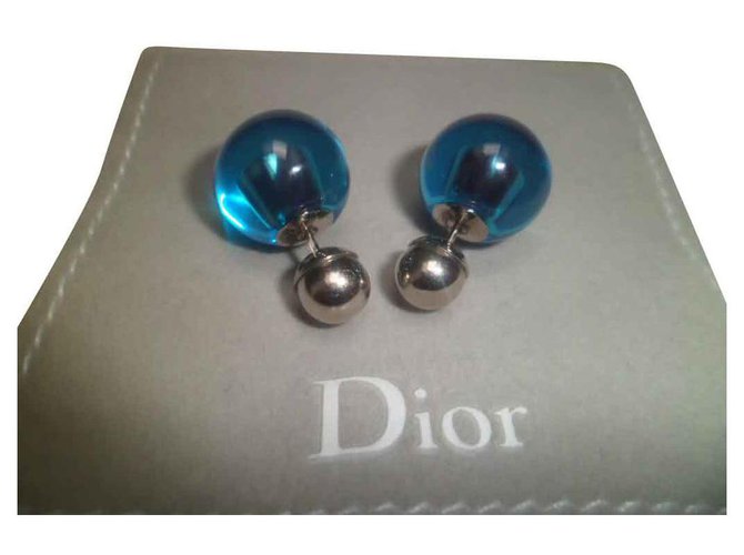 Tribals earrings Dior Résine Bleu  ref.149948
