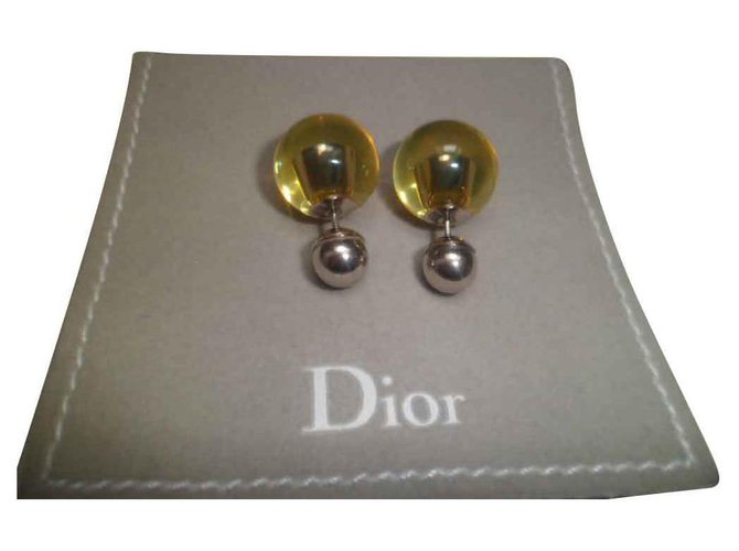 Tribals earrings Dior Résine Jaune  ref.149950