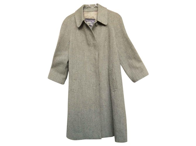 Burberry vintage coat in Shetland tweed 38 Grey Wool ref.149959