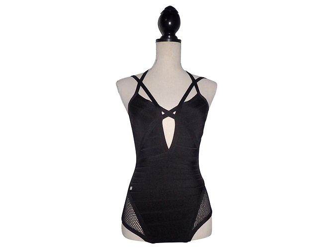 Herve Leger Bandage Badeanzug Schwarz