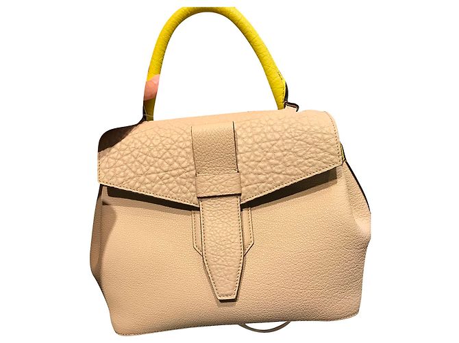 Bolsa de mão Lancel Charlie em couro bege