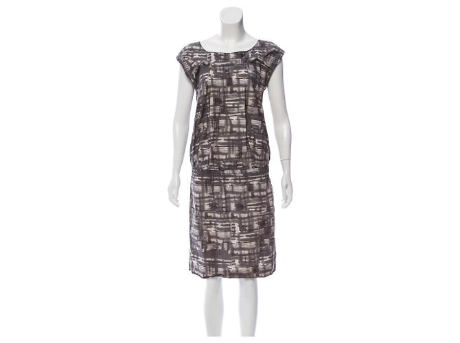 Vestido midi sin mangas Marni estampado abstracto gris