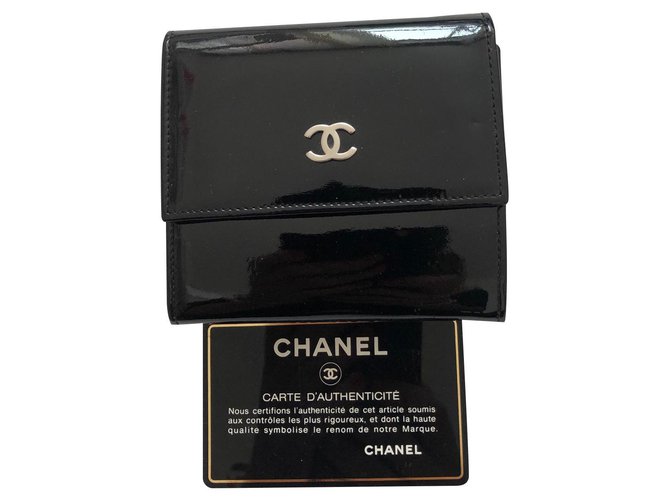 Chanel Monederos, carteras, casos Negro Charol  ref.150087