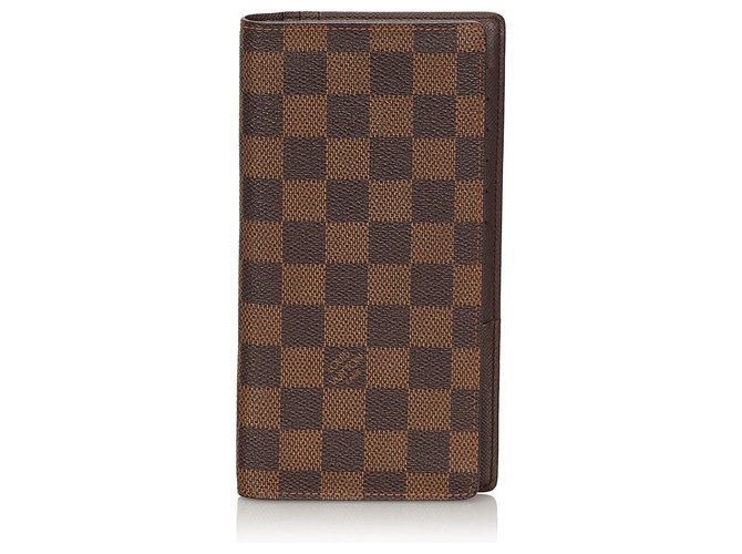 Louis Vuitton Brown Damier Ebene Brazza Wallet Leather Cloth  ref.150148