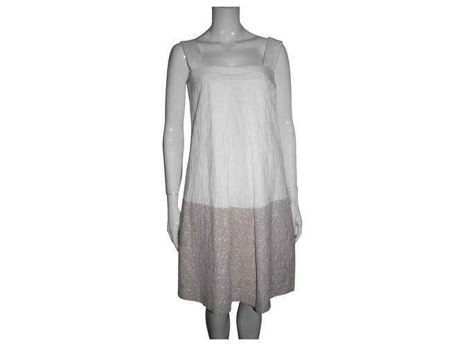 Milly Pini-Kleid Weiß Beige Baumwolle Elasthan  ref.150219