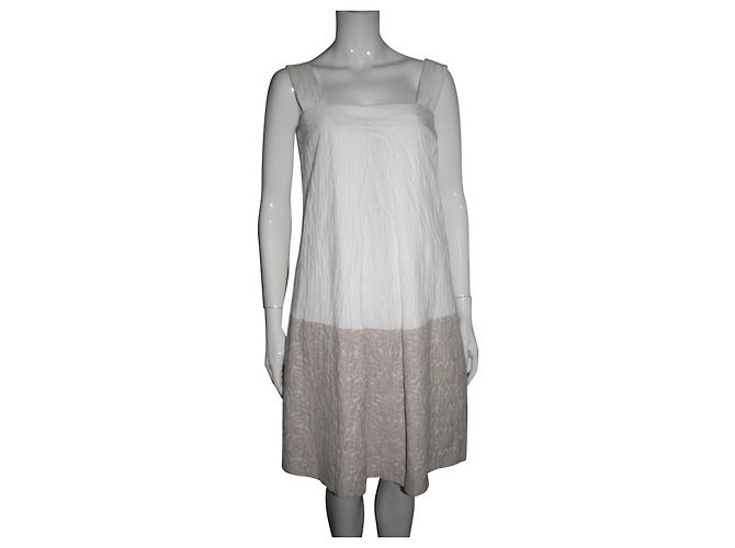 Vestido Pini Milly Blanco Beige Algodón
