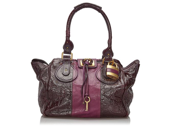 Chloé Chloe Purple Lackleder Paddington Handtasche Lila  ref.150284