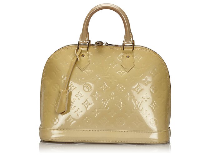 Louis Vuitton Brown Vernis Alma PM Beige Leather Patent leather  ref.150295