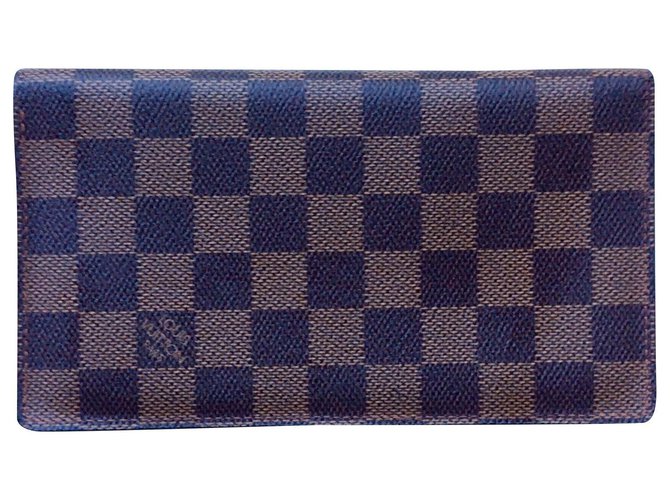 Louis Vuitton Long Wallet Damier Ebony UNISEX Leather Cloth  ref.150379