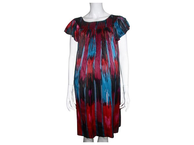 Vestido de seda multicolorido French Connection Multicor