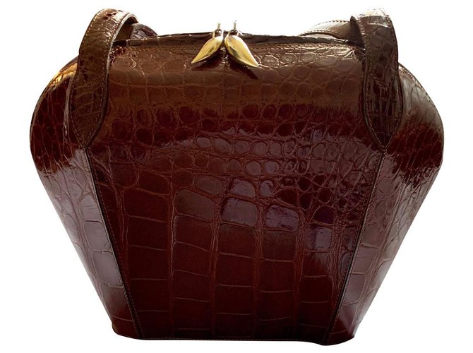 Autre Marque Handtasche Cognac Exotisches Leder  ref.150423