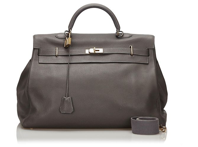 Hermès Hermes Gray Clemence Kelly 50 Cinza