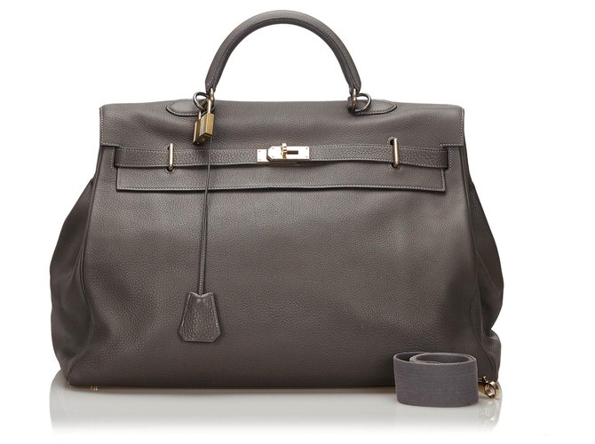 Hermès Hermes Gray Clemence Kelly 50 Cinza Couro  ref.150501