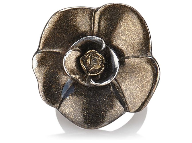 Chanel Brown Camellia Ring Bronze Metal  ref.150528