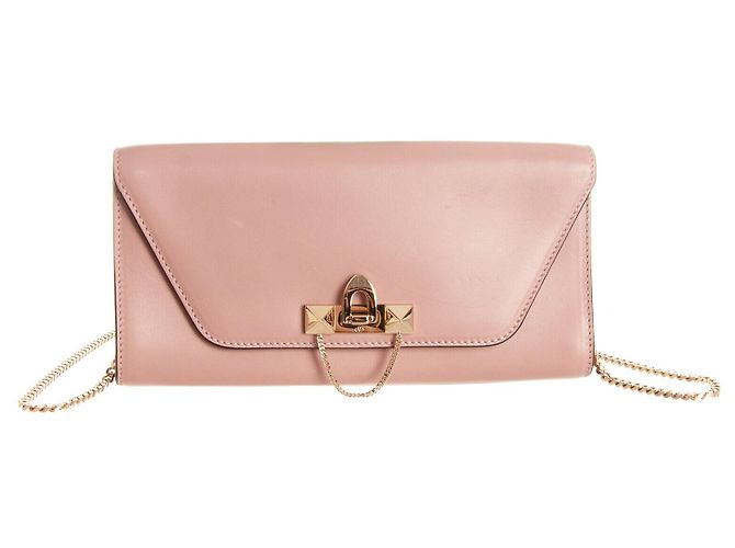 VALENTINO GARAVANI Bolsa de embreagem de aba de couro Demilune Rosa
