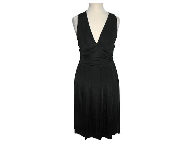 Diane Von Furstenberg Schwarzes Jersey Kleid mit V Ausschnitt