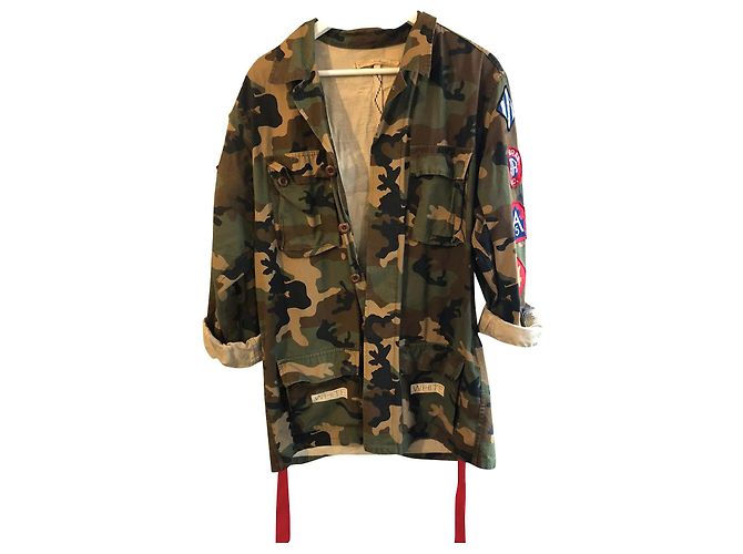Off White Off-White Camouflage Patch Cargo Jacket Khaki Cotton