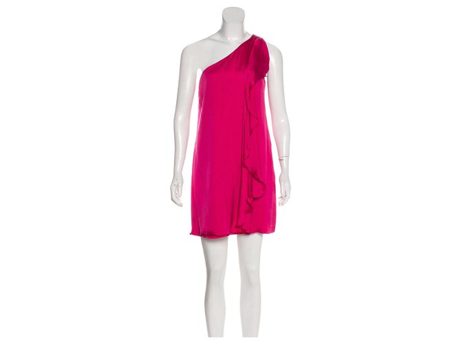 Halston Heritage One shouldered silk dress Pink  ref.150655