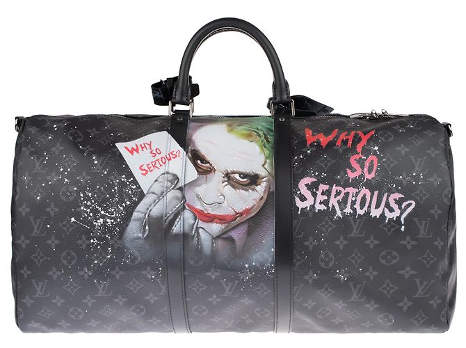 Superb BATBAG customized by Patbo on Louis Vuitton Keepall 55 eclipse new condition! Black