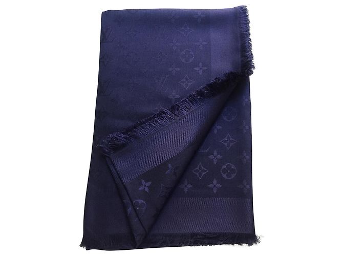 Louis Vuitton Sciarpa Monogram Blu Lana
