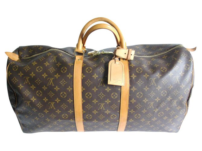 Louis Vuitton keepall 60 Light brown Leather Cloth  ref.150731