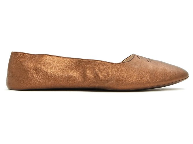 Chanel BRONZE SLIPPERS FR39 NEW Cuir Doré  ref.150755
