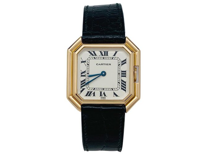 Cartier Uhr "Belt" Gelbgold auf Leder. Gelbes Gold Roségold  ref.150777