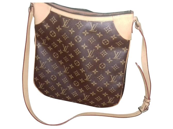 Louis Vuitton Odeon Monogram Shoulder Bag Dark Brown Leather
