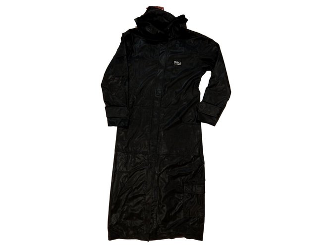 D&G D & G Dolce & Gabbana Maxi Hooded Rain Jacket Black Rubber  ref.150822