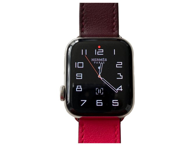 Hermès Apple Watch x Hermes Series 4 Rosa Naranja Cuero Acero Goma  ref.150856