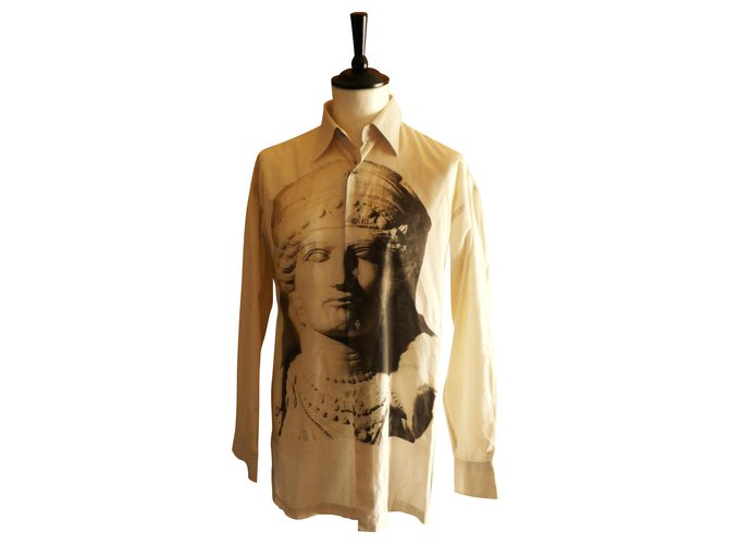 chemise KENZO taille L parfait état motif: Aphrodite Coton Blanc cassé  ref.150892