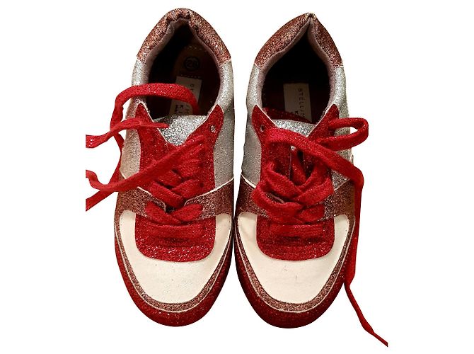 Stella Mc Cartney Baskets Stella McCartney Kids en cuir blanc et rouge