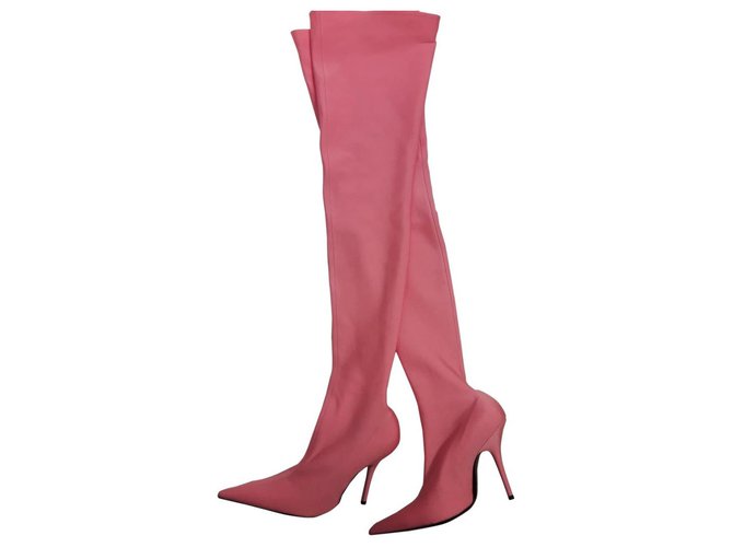 Messer Balenciaga Oberschenkel Stiefel Pink Leinwand  ref.150955